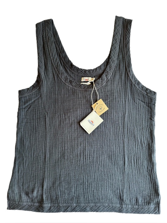 Faherty Tops - Faherty Charcoal Gray Ribbed Cotton Tank Top